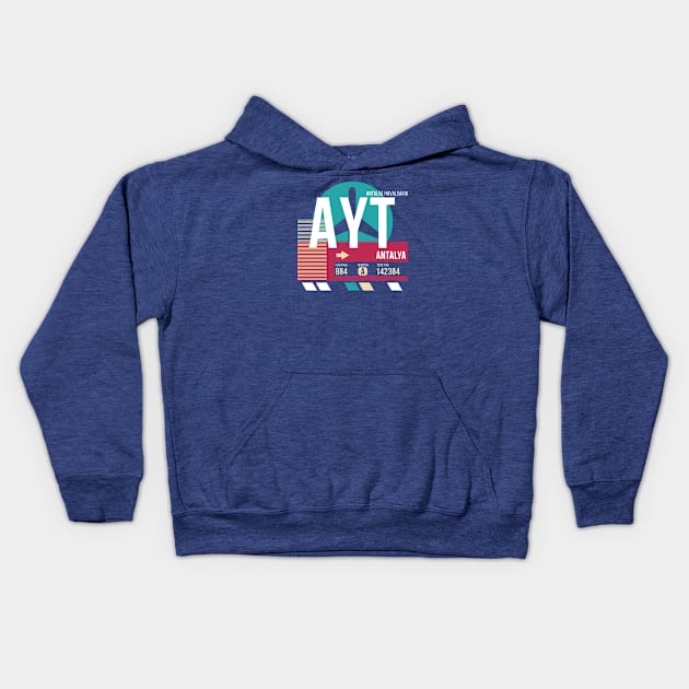 Antalya, Turkey (AYT) Airport Code Baggage Tag Kids Hoodie by SLAG_Creative